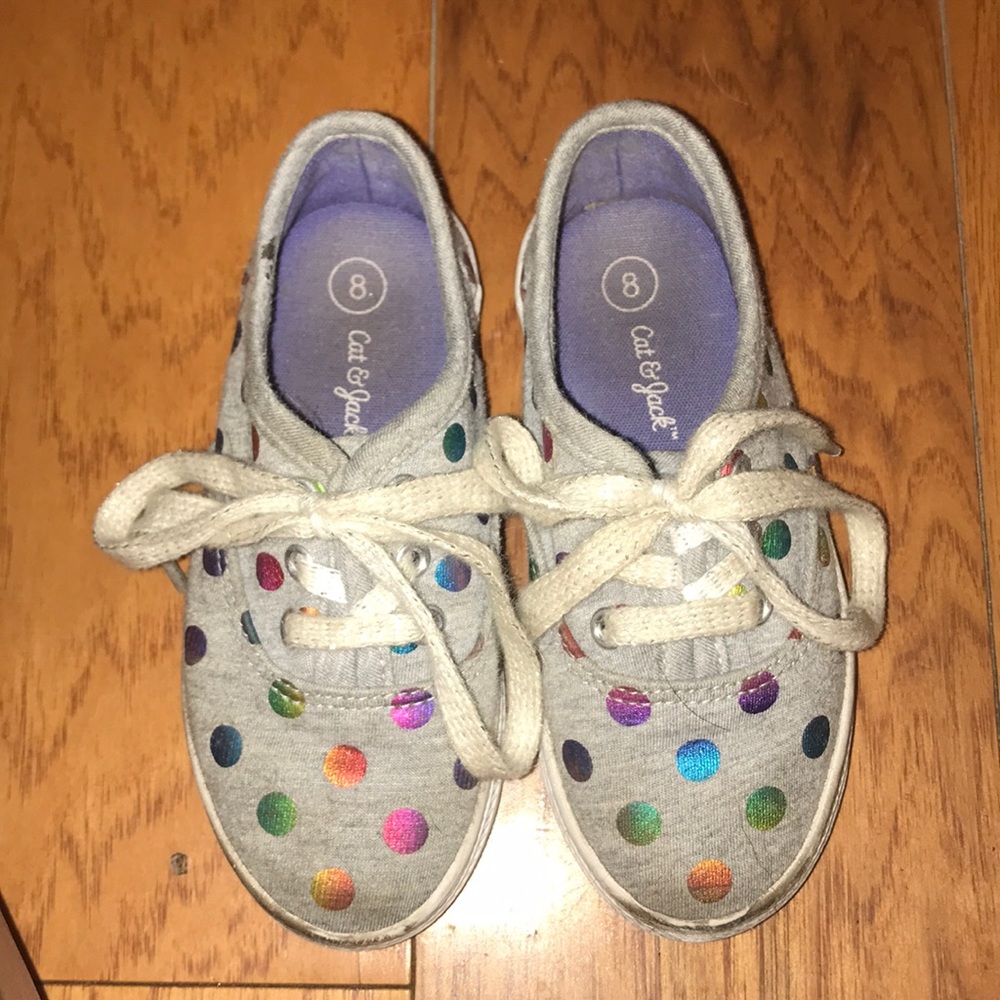 Cat & Jack Polka Dot Tennis Shoes. Size 8